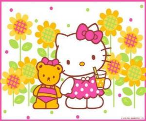 Puzzle Hello Kitty με ένα ποτό στην εξοχή με το αρκουδάκι Tiny της Chum